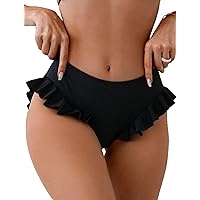 ZAFUL Women High Waist Bikini Bottom Side Mesh Spliced Tankini Swimsuit Swim Briefs Bathing Suit Bottom