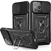 Case for iPhone 13/13 Mini/13 Pro/13 Pro Max, Military Grade Shockproof Protective Phone Case Cover with Metal Ring Kickstand Magnet with Slide Camera Cover (Color : Black, Size : 13 Mini 5.4