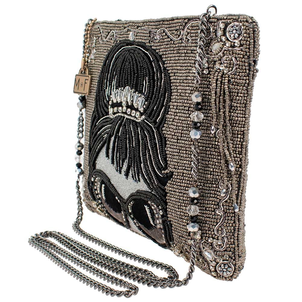 Mary Frances Beauty Beaded Crossbody Clutch Handbag, Pewter