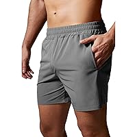 GYM REVOLUTION Men's 5'' Workout Athletic Quick Dry Shorts Running Training Short with Zipper Pockets