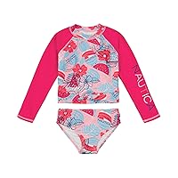 Girls' Two-Piece Rashguard Swimsuit Set, UPF 50+ Sun Protection, Quick-Dry Bathing Suit