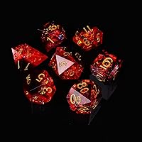 DND Dice Set,Dungeons and Dragons Dice,Handmade Sharp Edge 7 Resin D&D Die with Gift Dice Case for DND Dungeons and Dragon Game