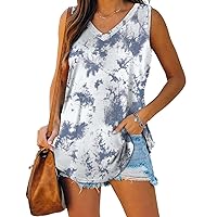 XIEERDUO Womens Tank Tops V Neck Basic Solid Color Casual Flowy Summer Sleeveless