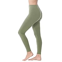 Women's Premium Cotton Full Length Leggings (Small, Light Olive)