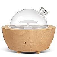 Wanlola 280ml Glass Essential Oil Diffuser with Natural Wood Base, Aromatherapy Diffuser for Essential Oil, Cool Mist Air Humidifier with 7 Color Lights for Office, Home, Bedroom