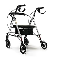 Graham-Field RJ4700S Lumex Set N' Go Rollator Height-Adjustable Walker with Seat for Short and Tall People, Silver