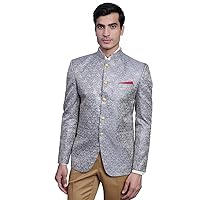 WINTAGE Men's Banarasi Rayon Cotton Festive and Casual Bandhgala Jodhpuri Blazer : Beige1