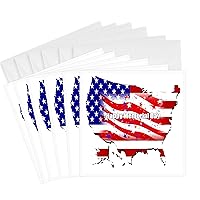 3dRose Greeting Cards - Image of USA Flag In Shape Of America With Happy Memorial Day - 6 Pack - lens Art by Florene - Memorial Day