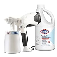 Clorox Turbo Handheld Power Sprayer and Disinfectant Cleaner for Small Businesses, Lightweight Power Sprayer, Industrial Cleaning, Hospital Cleaning, 64 Ounce Bundle