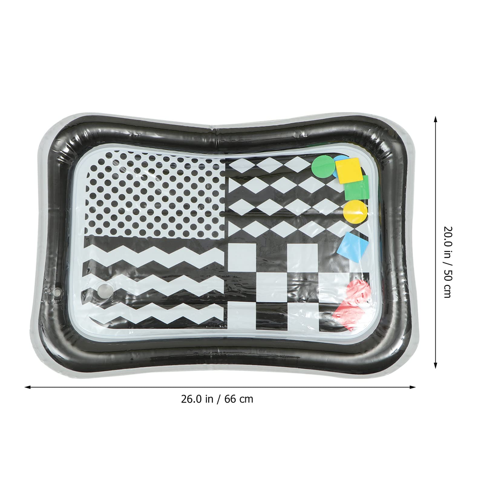 Toyvian Tummy Time Water Mat Inflatable Infant Baby Water Mat Toddler High Contrast Baby Kids Fun Plaything for 3- 12 Months Baby ( Black&White )