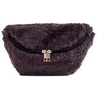 Womens Furry Fanny Pack Grey