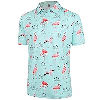 zeetoo Mens Golf Polo Shirt Hawaiian Polo Shirts for Men Moisture Wicking Dry Fit Soft Breathable Short Sleeve 4-Way Stretch