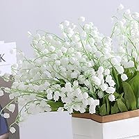 Lily of The Valley Gifts, Artificial Lily of The Valley 20PCS 14 Inch Lifelike Lily of The Valley Decor Fake Bell Flowers with 5 Stem White Wind Chime Orchid Bouquet Faux May Flower for Home Garden
