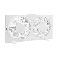 Amazon Basics Window Fan with Manual Controls, Twin 9 Inch Blades, White