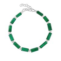 Natural Emerald Handmade Jewelry for Women, AAA Quality Emerald Pencil Bracelet/Necklace, 925 Sterling Silver/14K Gold Filled