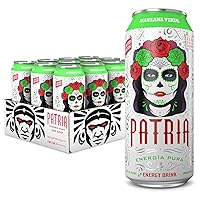 Patria Day of the Dead 16oz Sugar Free Energy Drink, 200mg of Caffeine, Natural Flavor, Green Apple, 12 pack