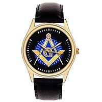 Masonry Freemasonry Symbol G Logo Art 40mm Brass Watch, strap