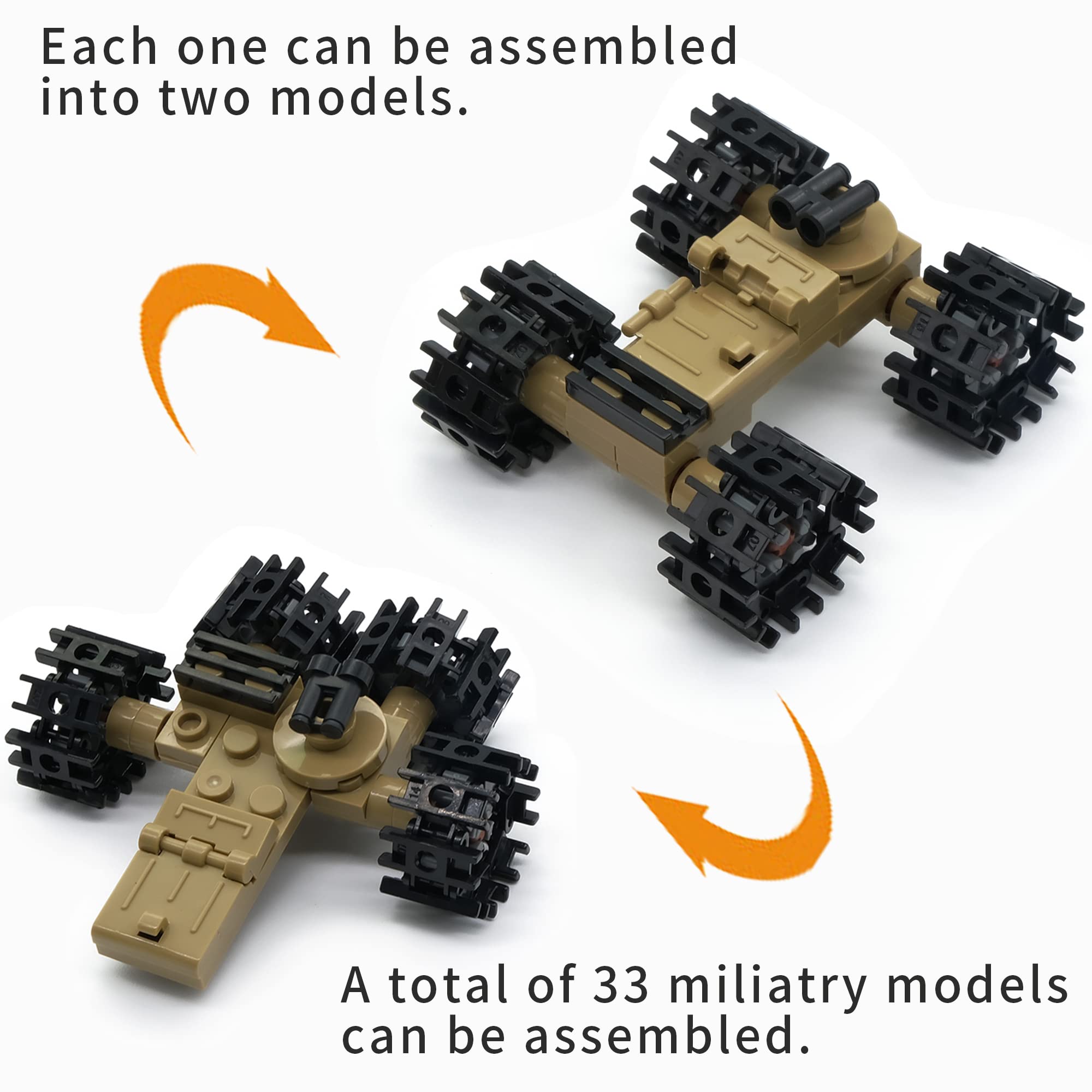 Army Tank Building Blocks Set with Toy Soldiers, Create a Armored Tank or 16 Small Military Models, Creative Army Men Toys Gifts for Boys Kids Age 6 7 8 9 Year Old (517Pcs)