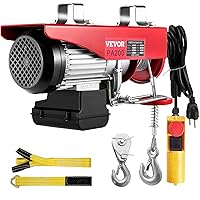 VEVOR Electric Hoist, 440LBS Electric Winch, Steel Electric Lift, 110V Electric Hoist with Remote Control & Single/Double Slings for Lifting in Factories, Warehouses, Construction Site, Mine Filed