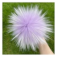 homeemoh 5.9 Inch Fluffy Faux Fur Pom Pom Balls Furry Pompoms with Snap Button for Knitting Hat Shoes Bag Charm Scarves Decoration (Raccoon - Light Purple)