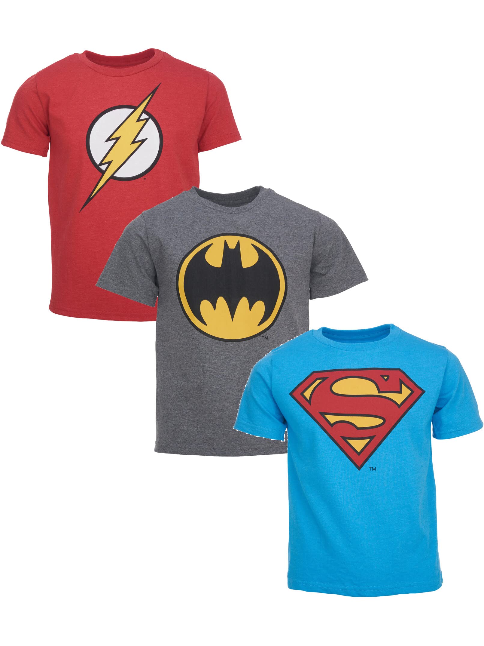 DC Comics Justice League The Flash Superman Batman 3 Pack T-Shirts Toddler to Big Kid