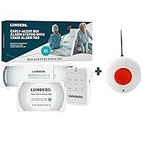 Lunderg Bed Alarm & Chair Alarm System with Call Button - Wireless Early-Alert Bed Sensor Pad, Chair Sensor Pad & Pager - Full Caregiver Set