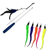 Pet Fit For Life The Wand Basics Bundle: Chaser Wand with 1 Feather and 5 Wiggle Worms