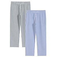 Latuza Women's 2 Pack Cotton Pajama Pants Seersucker Lounge Pants with Pockets