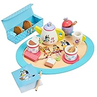Tea Party Set – Wooden 18-Piece Pretend Play Set with Tray, Teapot, Tea Cups, Biscuits, and Notepad for Children 3 Years and up – Imaginative Fun and Role-Playing, FSC Certified