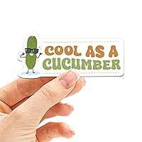 Cool as a Cucumber Sticker for Water Bottle- Funny Meme Decal - Cute Vegetables Quote Sticker for Tumblers