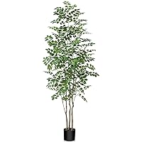 Artificial Tree, 6ft Tall Fake Moringa Tree, Fake Silk Plants in Pot,Faux Tree for Indoor Outdoor House Home Office Garden Modern Decoration Perfect Housewarming Gift, 1 Pack