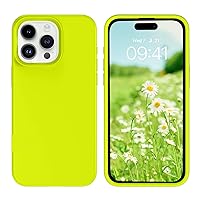 YINLAI Case for iPhone 15 Pro Max 6.7-Inch, Slim Liquid Silicone Gel Rubber Phone Cover, Cute [Soft Microfiber Lining Anti-Scratch] Slim Bumper Shockproof Protective Case, Fluorescent Green