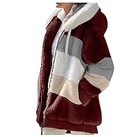 FQZWONG Winter Coats For Women Plus Size Fleece Sherpa Long Sleeve Hooded Jackets Casual Warm Full Zip Up Outerwear Clothes