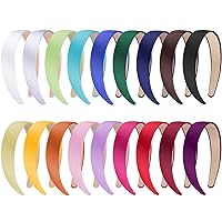 SIQUK 18 Pieces Satin Headbands 1 Inch Wide Non-slip Headband Colorful DIY Headbands for Women and Girls, 18 Colors