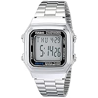Casio Water Resistant Illuminator Bracelet Mens Digital Watch, with Multi-Function Alarm with Snooze and Stopwatch, Water Resistant, and Approximate 10 Year Battery Life, Metal Band