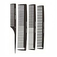 Cricket Professional Hair Stylist Carbon Styling Comb Set Anti-Static Heat Resistant Style Combs for All Hair Types, Variety Pack of 4