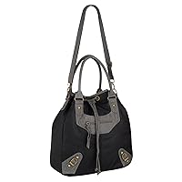 Eyecatch - Jenna Faux Leather Cross Body Duffle Bag ShoulderBag Handbag Black Charcoal