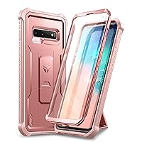Dexnor for Samsung Galaxy S10 Case, [Built in Screen Protector and Kickstand] Heavy Duty Military Grade Protection Shockproof Protective Cover for Samsung Galaxy S10 Rose Gold