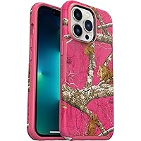 OtterBox iPhone 13 Pro (ONLY) Symmetry Series+ Case - REALTREE FLAMINGO PINK (Camo), ultra-sleek, snaps to MagSafe, raised edges protect camera & screen