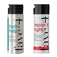 fave4 hair Travel Size Shampoo and Conditioner Set - Mini Hydra Help Moisturizing Shampoo + Mini Repair It Right Conditioner to Strengthen and Nourish Dry, Damaged Hair, 2 fl oz