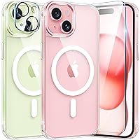 FNTCASE for iPhone 15-Plus Phone Case: Clear Case Military Grade Shockproof Protective Magnetic Cell Phone Cover, Anti Yellowing Scratch-Resistant Drop Proof Phonecase for iPhone 15-Plus 5G 6.7 inch