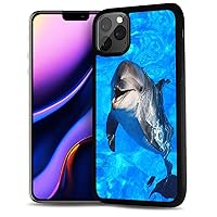 for iPhone 13 Pro Max, Durable Protective Soft Back Case Phone Cover, HOT12523 Blue Sea Dolphin
