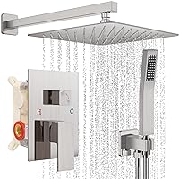 12 Inch Shower Faucet Set, Rainfall Shower System with High Pressure Handheld Shower Head and Square Fixed Shower Head,Spray Wall Mounted Rainfall Shower Fixtures