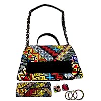 Belle Afrique African Print Women Midi Handbag, Multi-Colored, Medium