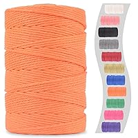 Macrame Cord 4mm x 109Yards (328Feet),100% Natural Cotton Macrame Rope-4 Strand Twisted Cotton Cord for Macrame Supplies DIY Crafts Knitting Plant Hangers Gift Wrapping