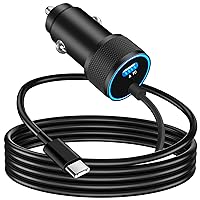 [Apple MFi Certified] iPhone 15 Car Charger Fast Charging, Linocell 90W Dual USB-C Power Cigarette Lighter Car Charger Adapter Built-in 6FT Type-C Cord for iPhone 15/15 Plus/15 Pro/15 Pro Max/iPad Pro