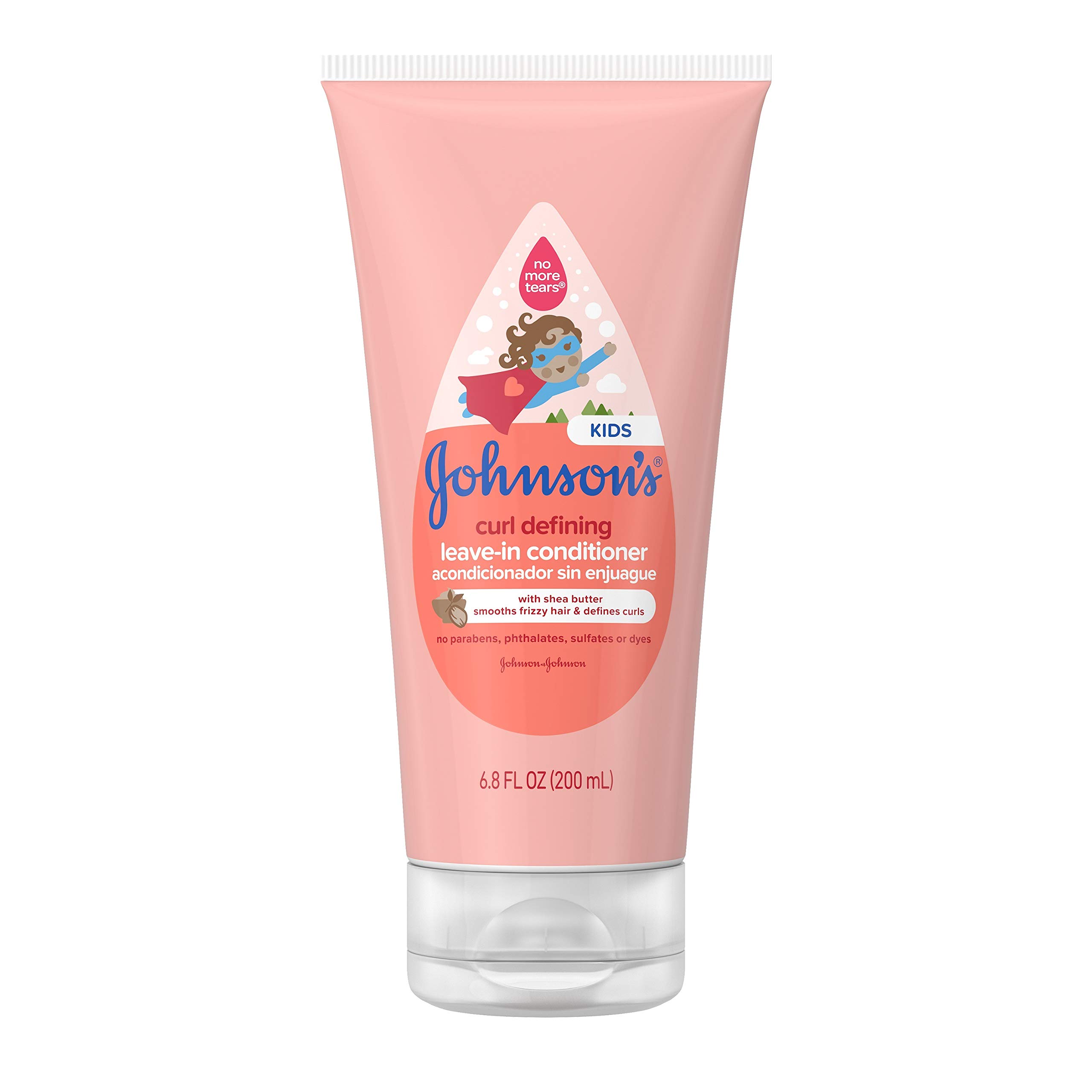 Johnson's Curl Defining Tear-Free Kids' Leave-in Conditioner with Shea Butter, Paraben-, Sulfate- & Dye-Free Formula, Hypoallergenic & Gentle for Toddlers' Hair, 6.8 fl. Oz