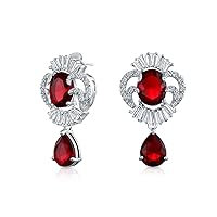 Art Deco Style Cubic Zirconia AAA CZ Statement Dangle Chandelier Earrings For Women Silver Plated More Colors