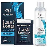 Promescent Delay Wipes Sexual Enhancer for Men to Last Longer in Bed + Premium Water Based Lube for Sex, Lubricants for Women, Men & Couples, Toy/Vibrator Safe