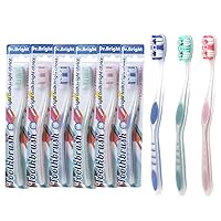 Adults Medium Toothbrush for Adults,Medium Bristle Toothbrushes with Ergonomic Handle,Tongue Cleanser,Travel Toothbrush,Assorted Colors,Individual Packaging,Pack of 6